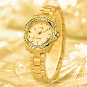 Reloj de cerámica dorado LIGE LG89276 para mujer, reloj de pulsera, <span class=keywords><strong>relojes</strong></span> de moda, diamantes de imitación de lujo, resistente al agua, reloj de pulsera elegante - Product Image 2