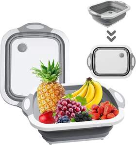 Planche à découper pliante multifonctionnelle, accessoires de cuisine, évier, bac à légumes, panier de drainage en caoutchouc de silicone - Product Image 1