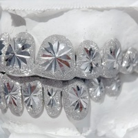 Grillz pour dents en argent sterling 925, sur mesure, taillés en diamant, style hip-hop, faits à la main, avec poussière de diamant, éblouissants