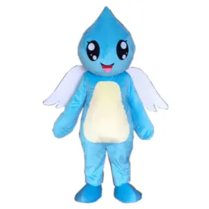 Light blue water drop mascot costume/angel mascot costume