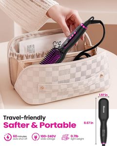 Cheap Electric Hair Heating <b>Brush</b> Hot Straightener <b>Curly</b> Comb Wet Dry Hair Detangler <b>Brush</b> Ceramic Home Salon Hair Comb <b>Brush</b> - Product Image 3