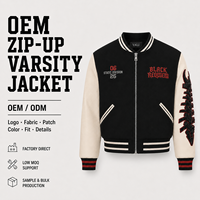 Chaqueta de Béisbol con Cierre para Hombre, Manga de PU, Bordado en la Espalda, Botones a Presión, Logotipo Personalizado, Fabricación OEM/ODM