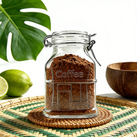Nouveau design – Pot en verre de 400 ml en forme de maison de café avec couvercle à clip pour café instantané lyophilisé et bonbons