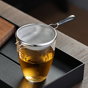 Colador de té de acero inoxidable con mango de cerámica redondo, filtro para accesorios de la ceremonia del té Kung Fu - Product Image 2