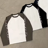 Camiseta de Manga Larga Raglán con Estampado Personalizado, Venta al Por Mayor, OEM, ODM, Marca Privada, Camiseta de Béisbol para Marcas de Ropa Urbana y Revendedores