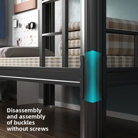 Lit superposé à double couche avec cadre en acier épaissi et barrière de sécurité, design minimaliste moderne, pour dortoir et chambre à coucher - Vente flash