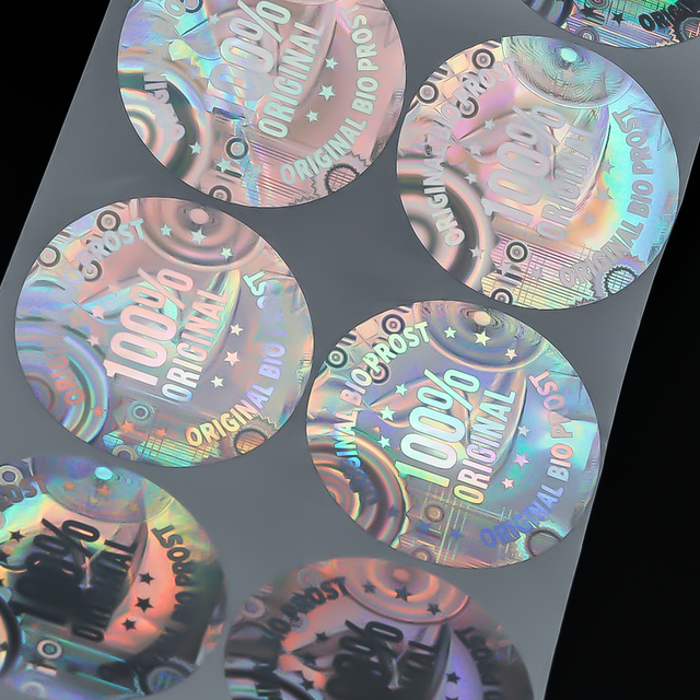 Custom Made Laser Vinyl Die Cut Glitter Security Anti Counterfeiting Label Adhesive Logo Holographic Stickers