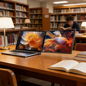 Moniteur portable pour ordinateur portable, écran double 14 pouces, extension d'affichage compatible avec les ordinateurs portables via un seul câble - Product Image 1