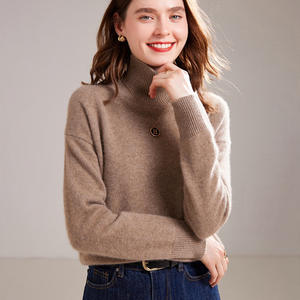 Qiaoyatou厚手のタートルネック100カシミア王Fei秋冬ルーズ無地セーターレディース - Product Image 3