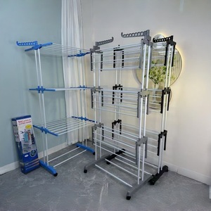 Séchoir à linge sur roulettes pliable à 4 niveaux, 68,1 pouces de hauteur, en acier, avec chariot de séchage à roulettes - Product Image 3