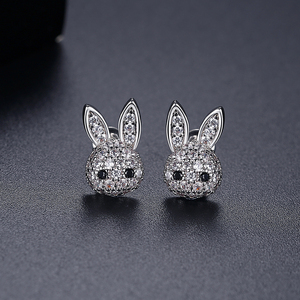 Ensemble de bijoux pour filles LUOTEEMI, lapin mignon, minuscules boucles d'oreilles pavées de CZ et collier avec pendentif - Product Image 3