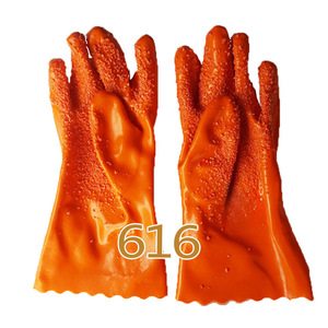 Gants de travail Hubang en PVC enduit 028 jaunes antidérapants et résistants à l'huile pour la protection chimique - Product Image 3