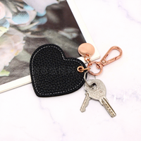 Pendentif Cœur Noir Tendance en Cuir PU Unique avec Porte-clés – En Stock – Décoration Quotidienne pour Sacs à Main – Cadeaux pour Filles
