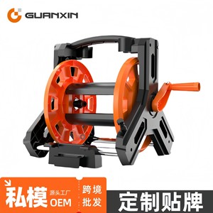 Enrouleur de tuyau portable sur roulettes, en plastique orange, support de rangement manuel pour tuyau d'eau, pour jardin et lavage de voiture - Product Image 3