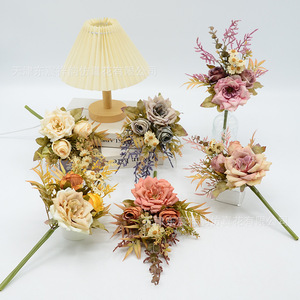 Bouquet de roses artificielles Dongchen Crafts Autumn Mist, noué à la main, en polyester, pour mariage et décoration intérieure, 34G - Product Image 4
