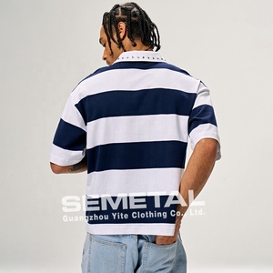 YITE Streetwear T-shirt da <span class=keywords><strong>uomo</strong></span> in cotone con borchie, colletto <span class=keywords><strong>a</strong></span> risvolto, taglio cropped e vestibilità ampia, <span class=keywords><strong>a</strong></span> <span class=keywords><strong>righe</strong></span>, <span class=keywords><strong>a</strong></span> maniche corte, con bottoni, in jersey, personalizzabile, tipo <span class=keywords><strong>polo</strong></span> - Product Image 5