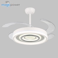 Le lustre moderne escamotable simple de 48 pouces a mené le ventilateur de plafond mené par 3 couleurs avec la lumière