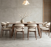 Ensemble de table à manger rectangulaire moderne de luxe en pierre frittée et bois de frêne massif, écologique, durable, 4-6 places, pour appartement, complet