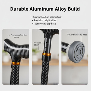 Aluminum Alloy Walking <b>Stick</b> With <b>Light</b> Height Adjustable For Elderly Indoor Outdoor Use - Product Image 2