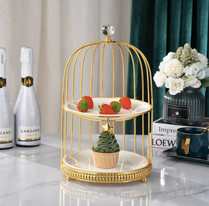 Kue Sangkar Burung Emas Menyajikan Makanan Penutup Berdiri Tampilan Restoran Rak Roti Pastry Gantung Kustom Berlian Makanan Penutup Tampilan Cupcake - Product Image 6