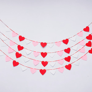 Fournitures de mariage coeur cheveux feutre suspendu drapeau en forme de tissus bannière gratuit bricolage coeur rouge rideau de porte - Product Image 4