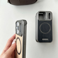 Coque de téléphone magnétique antichoc en texture bois pour iPhone 17 Pro Max, compatible iPhone 16, 15, 14 Plus, 13, 12