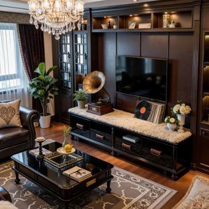 BALOM Customized Living Room Furniture North American Black Walnut Simple Modern Solid Wood <b>TV</b> Cabinet for Home Living Room - Product Image 4