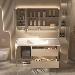 Modern <b>oak</b> painted ceramic integrated basin bathroom cabinet combination bathroom washbasin hand washbasin - Product Image 4
