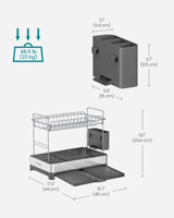 SONGMICS organisateur d'ustensiles de cuisine 2 niveaux en acier inoxydable 304 au-dessus de l'évier égouttoir à vaisselle pour comptoir de cuisine