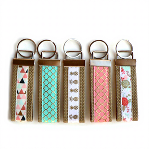 Factory Wholesale Embroidered Fabric Lanyard Keychain Ribbon Wristlet Key Chain Personalized Lanyard Keychain for Women Gifts