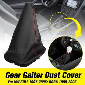 Funda Protectora para Palanca de Cambios de Coche, con Costuras Rojas, para VW GOLF 1997-2006 BORA 1998-2005, Piel Sintética Negra - Product Image 1
