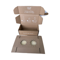 Paquet de 6 boîtes d'emballage cadeau ondulées kraft personnalisées pour bougie parfumée de 2 oz, feuille d'or en étain et manipulation d'impression par stratification mate
