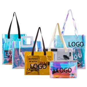 DICHOS 2024 tas jinjing pantai PVC Laser bening tas tangan olahraga warna warni holografis transparan tas belanja modis