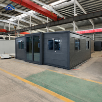 Villa préfabriquée moderne et écologique de 20 pieds ou 40 pieds, pliable à double aile, maison mobile compacte, entrepôt modulaire extensible en conteneur d'acier