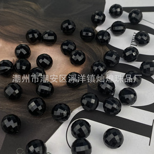 Cuentas acrílicas negras en forma de globo, 96 facetas, cuentas redondas sueltas para la fabricación de joyas - Product Image 3