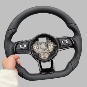 Volant pour Volkswagen <span class=keywords><strong>Golf</strong></span> <span class=keywords><strong>R</strong></span> <span class=keywords><strong>Line</strong></span> GTI GTS GLI Mk7 Mk6 GTE GTD CC Polo Les modèles peuvent être améliorés Volant en cuir - Product Image 1