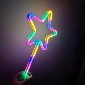 <b>LED</b> Neon Heart-Shaped Batons Glowing Stick Decorations Flashing Party <b>Lights</b> for Graduation Halloween Christmas Weddings-Plastic - Product Image 4
