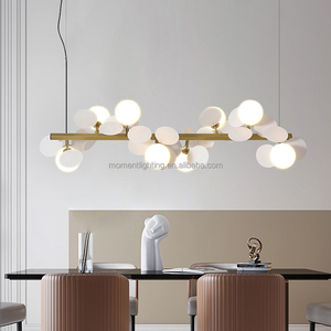 Lustre de salle à manger nordique créatif personnalisable <span class=keywords><strong>Matisse</strong></span>, longues feuilles en acrylique, boule de verre, lustre moderne pour table à manger - Product Image 6