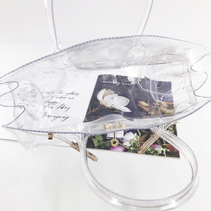 Fashion famous designer big capacity PVC clear bag transparent tote bags for women