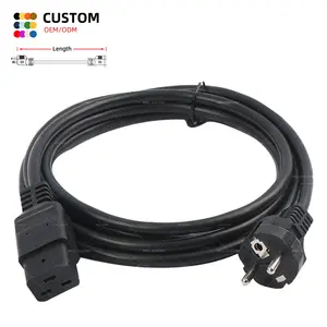 European Schuko to C19 AC Power Cord, EU 3Pin Male Plug CEE 7/7R to IEC320 C19 Female Socket Power Cable