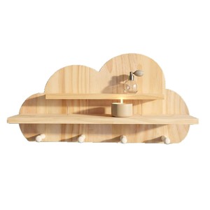 Crochets porte-clés en bois massif en forme de nuage pour entrées, rangement mural en forme de boîte mystère et présentoir, support pour bougies parfumées. - Product Image 5