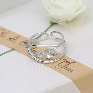 Bague ouverte en argent S925 pour femme, taille réglable 6-8, perle, accessoires de bricolage, support vide, composants de bijoux, 169 - Product Image 4