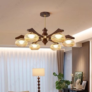 Vintage Style Chandelier Round E27 <b>LED</b> Gold Body Eye Caring Living Room Bedroom Study <b>Lighting</b> Fixture - Product Image 3