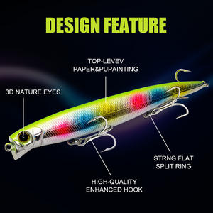 Señuelo duro Artificial con revestimiento láser de Material ABS al por mayor, señuelo duro 3D con ojos naturales, 8 colores, acción flotante, 130mm, 20G, señuelo Minnow para bajo - Product Image 3