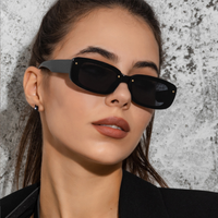 2023 personnalisé nouveau Vintage rectangulaire Uv400 lunettes de soleil petit cadre à la mode marron lunettes de soleil