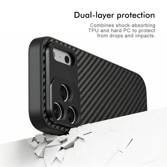Carbon Fiber Sports Design Shockproof Lens Mount Phone Case for 14/15 with 17m Compatible Lenses