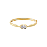 Bracelet jonc personnalisé plaqué or avec pierres CZ serties, bracelet manchette empilable, bijoux de mode minimalistes pour femmes, vente en gros OEM