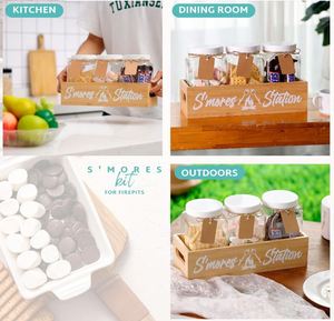 Tùy Chỉnh SMores Kit Cho Lửa Hố SMores Caddy Với Jar <span class=keywords><strong>Sticks</strong></span> Cho SMores Nhà Sản Xuất Trạm Hộp Gỗ Cho <span class=keywords><strong>Marshmallow</strong></span> Rang Gậy - Product Image 6