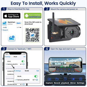 Wifi năng lượng mặt trời sao lưu máy ảnh với BSD ai phát hiện pin Powered xe máy ảnh DVR Vòng ghi âm cho RV xe tải Trailer iPhone <span class=keywords><strong>Android</strong></span> - Product Image 5