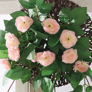 Mur de fleurs artificielles en rose thé, fleurs en soie plastique haute simulation pour décoration de mariage et de maison - Product Image 4